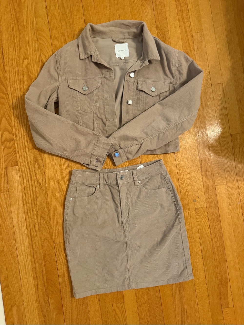 Dynamite Cropped Corduroy Jacket and Skirt Set